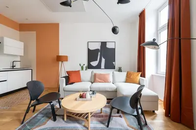 Küche/Küchenzeile in der Unterkunft Artful 1BR Suite, City Nearby by HM