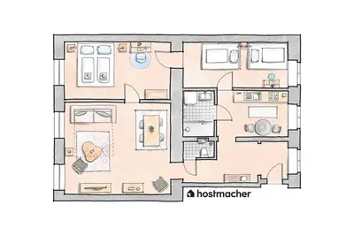Grundriss der Unterkunft Vogue 2BR Suite, Near City Pulse by HM