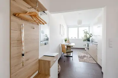 Ein Sitzbereich in der Unterkunft Helles gemütliches Apartment V5