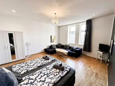 Ein Sitzbereich in der Unterkunft W Apartment - Brigittenau Area MM29