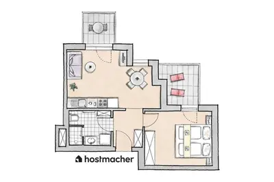 Grundriss der Unterkunft Sunny 1BR Home with Balcony by HM