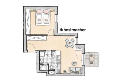 Grundriss der Unterkunft Elegant 1BR Flat with Balcony by HM