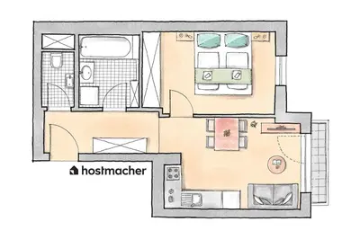 Grundriss der Unterkunft Trendy 1BR, Direct City Access by HM