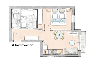 Grundriss der Unterkunft Quiet 1BR Oasis, Fast City Path by HM