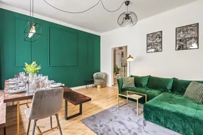 Ein Sitzbereich in der Unterkunft Apartment Botanika