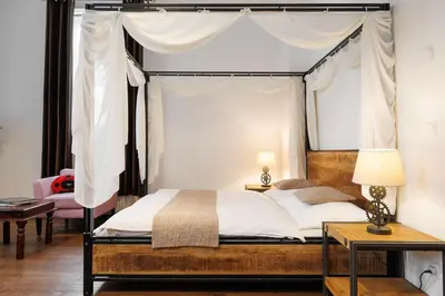 Ein Bett oder Betten in einem Zimmer der Unterkunft Vintagehome Schönbrunn
