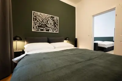Ein Bett oder Betten in einem Zimmer der Unterkunft Pet-friendly flat near Belvedere