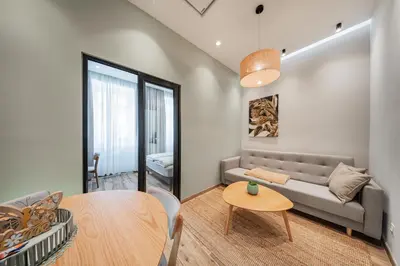 Ein Sitzbereich in der Unterkunft TheWICKI 22 - Wunderschöne Apartments in Wien
