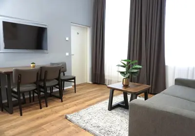 Ein Sitzbereich in der Unterkunft Viva La Vienna Apartments