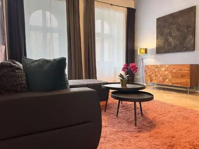 Ein Sitzbereich in der Unterkunft Classy Suite Museumsquartier