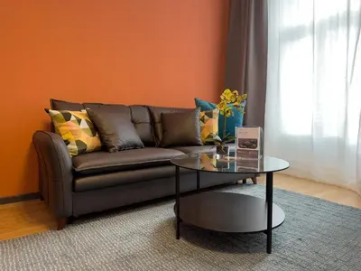 Ein Sitzbereich in der Unterkunft Delightful Suite Westbahnhof