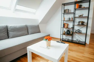 Ein Sitzbereich in der Unterkunft Danube Rooftop Apartment 15