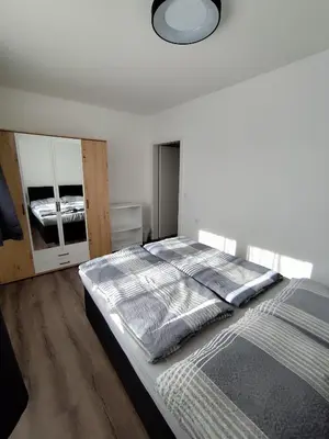 Ein Bett oder Betten in einem Zimmer der Unterkunft Privatunterkunft in Hornstein