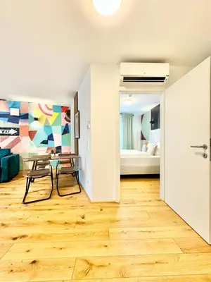 Ein Bett oder Betten in einem Zimmer der Unterkunft Wohnung mit Balkon