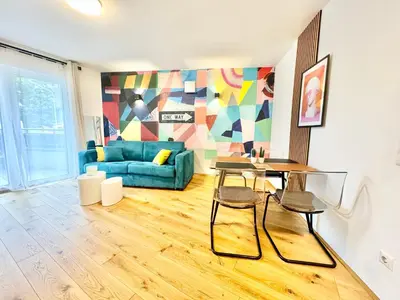Ein Sitzbereich in der Unterkunft Wohnung mit Balkon