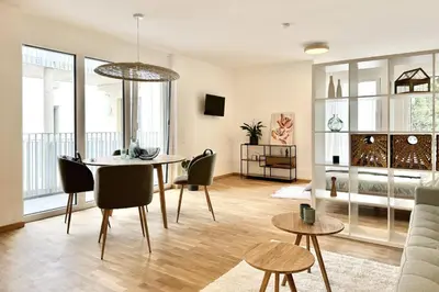 Ein Sitzbereich in der Unterkunft Modernes Apartment beim Domplatz