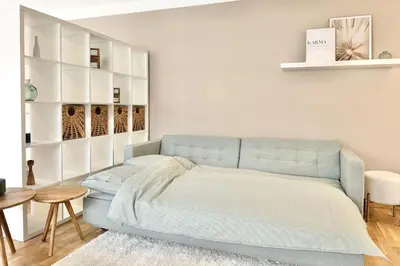 Ein Sitzbereich in der Unterkunft Modernes Apartment beim Domplatz