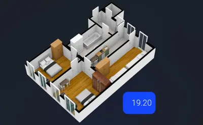 Grundriss der Unterkunft Elegant Three-Bedroom Suite