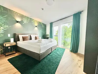 Ein Bett oder Betten in einem Zimmer der Unterkunft Perfekte Übergangswohnung
