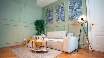 Ein Sitzbereich in der Unterkunft Erstklassiges Apartment in Schloss Nähe