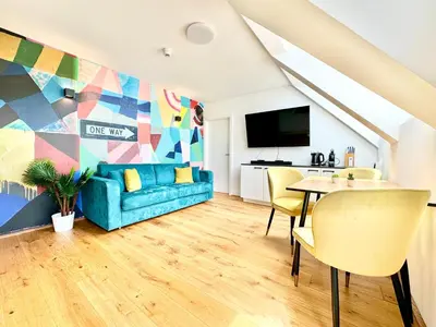 TV/Unterhaltungsangebot in der Unterkunft Wohnung mit Balkon