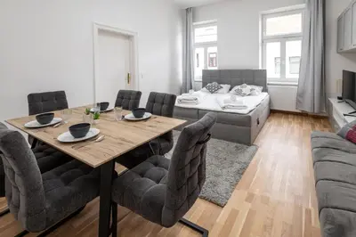 Ein Bett oder Betten in einem Zimmer der Unterkunft Apartment-Darwingasse Leopoldstadt