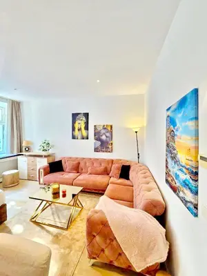 Ein Sitzbereich in der Unterkunft W Apartment - Brigittenau Area MM6