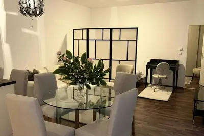 Ein Sitzbereich in der Unterkunft Gemütliche Unterkunft mit Balkon in Wien