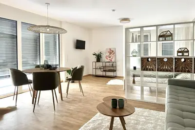 Ein Sitzbereich in der Unterkunft Zentrales, klimatisiertes Apartment Nähe Spital & FH