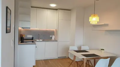 Küche/Küchenzeile in der Unterkunft Neubauwohnung Wien Donaustadt