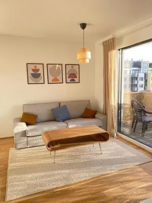 Ein Sitzbereich in der Unterkunft Neubauwohnung Wien Donaustadt