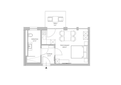 Grundriss der Unterkunft Stylische Wohnung mit Balkon