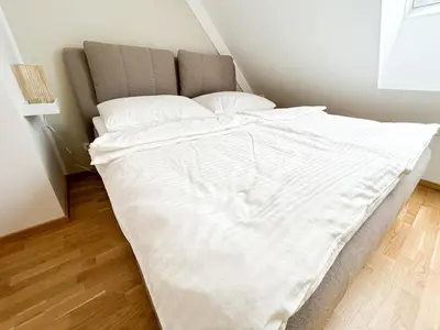 Ein Bett oder Betten in einem Zimmer der Unterkunft Ruhiger Familientraum fürs Wochenende oder längerfristigen Aufenthalt