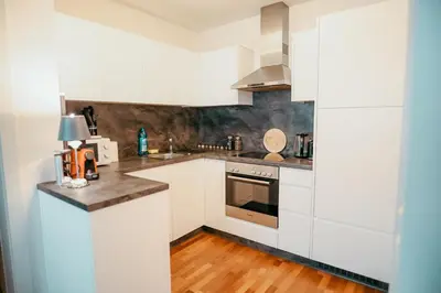 Küche/Küchenzeile in der Unterkunft Danube Island Apartment 12
