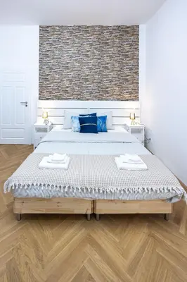 Ein Bett oder Betten in einem Zimmer der Unterkunft Deluxe retreat near Präter park and City Centre