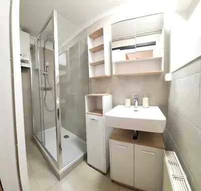 Ein Badezimmer in der Unterkunft NEU VintageLivingVienna Apartments im 18ten