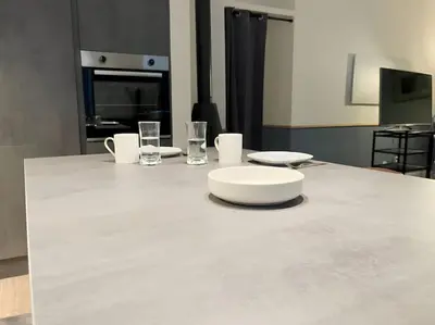 Küche/Küchenzeile in der Unterkunft Helle Erdgeschosswohnung, nahe Zentrum und Schoenbrunn