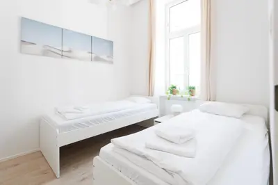 Ein Bett oder Betten in einem Zimmer der Unterkunft Wohnen im 15 ruhig und zentral