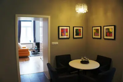 Ein Sitzbereich in der Unterkunft Gala Apartments – City Oasis at Naschmarkt