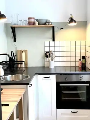 Küche/Küchenzeile in der Unterkunft Charmantes Apartment Nähe Naschmarkt