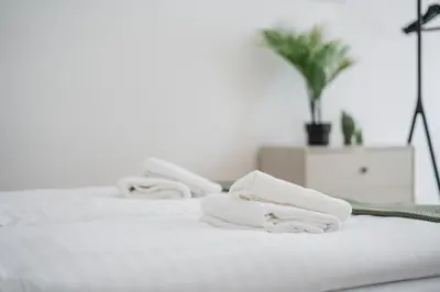 Ein Bett oder Betten in einem Zimmer der Unterkunft Pretty Apartment in Vienna