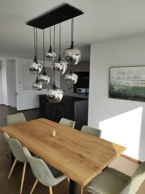 Küche/Küchenzeile in der Unterkunft Luxus Penthouse gegenüber Vienna International Centre und Kaiserwasser