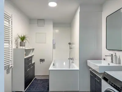 Ein Badezimmer in der Unterkunft Gemütliche 3SZ-Wohnung in 1220