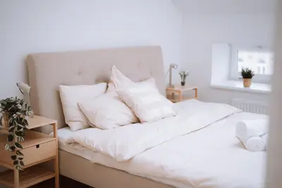 Ein Bett oder Betten in einem Zimmer der Unterkunft 90qm, 3 bedrooms, near Schönbrunn, balcony - Axara Housing