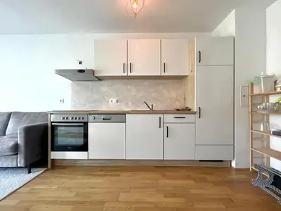 Küche/Küchenzeile in der Unterkunft Wohnung mit Garten in 1230 Wien