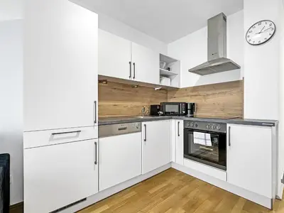 Küche/Küchenzeile in der Unterkunft Moderne & ruhige Apartments in Wien