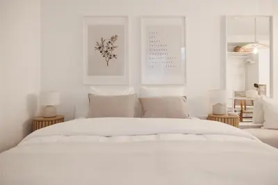 Ein Bett oder Betten in einem Zimmer der Unterkunft BOHO Loft - Augarten City Apartment, Terrace