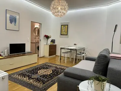 Ein Sitzbereich in der Unterkunft Moderne Stadtwohnung mit Balkon