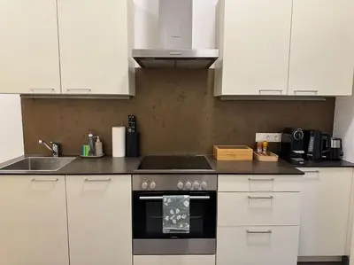 Küche/Küchenzeile in der Unterkunft Neu! City Apartment im Stadtzentrum 4