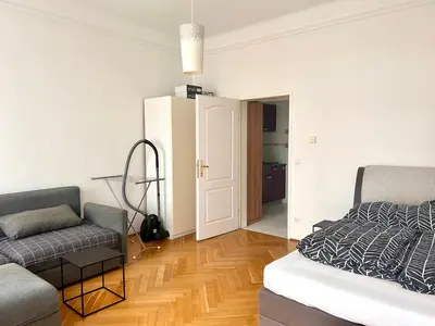 Ein Sitzbereich in der Unterkunft City Center Apartment